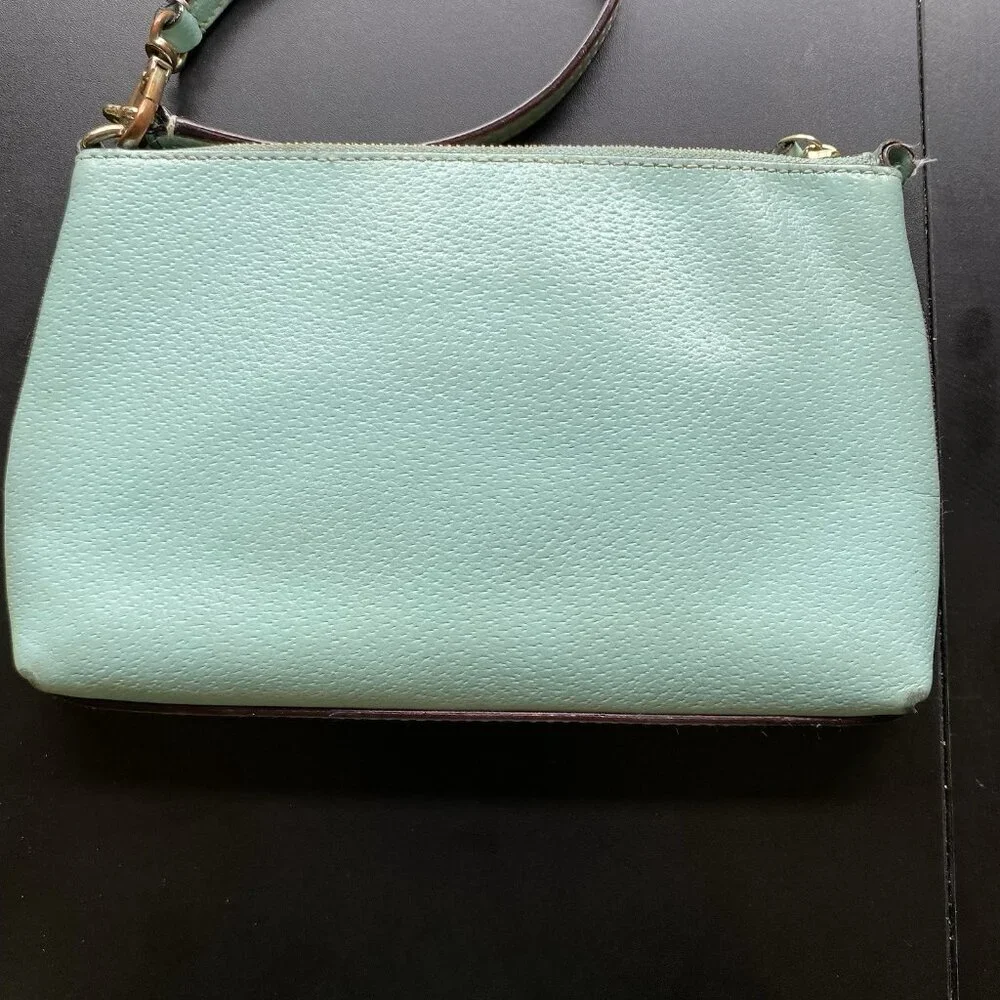 KATE SPADE Robins Egg Blue Pebbled Leather Wristlet Pouch Clutch Wallet
